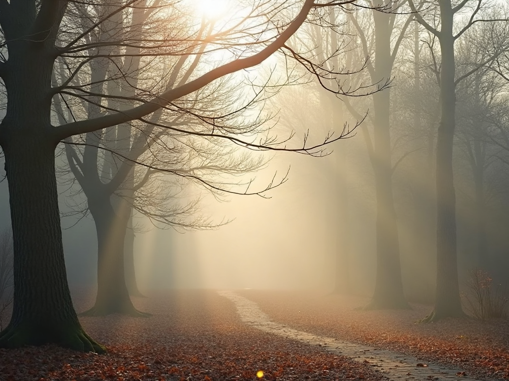 Bare winter trees in soft morning mist and light — You Cannot Think Your Way Back to Wholeness
